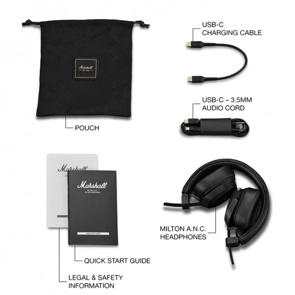 Беспроводные наушники Marshall Milton ANC, Black в Подольске
