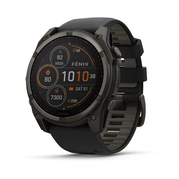 Умные часы Garmin Fenix 8, 51 мм, Solar, Sapphire Carbon Gray DLC Titanium with Black/Pebble Gray Silicone 010-02907-10 в Подольске