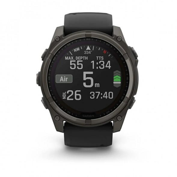 Умные часы Garmin Fenix 8, 51 мм, Solar, Sapphire Carbon Gray DLC Titanium with Black/Pebble Gray Silicone 010-02907-10 в Подольске