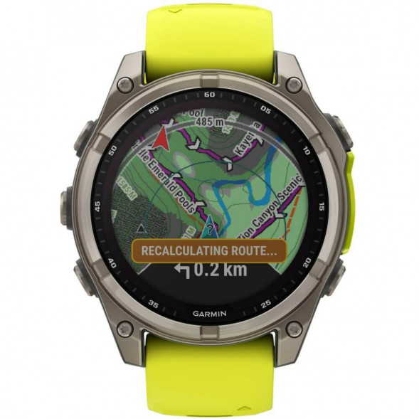 Умные часы Garmin Fenix 8, 51 мм, Solar, Sapphire Titanium with AMP Yellow/Graphite Silicone Band 010-02907-20 в Подольске