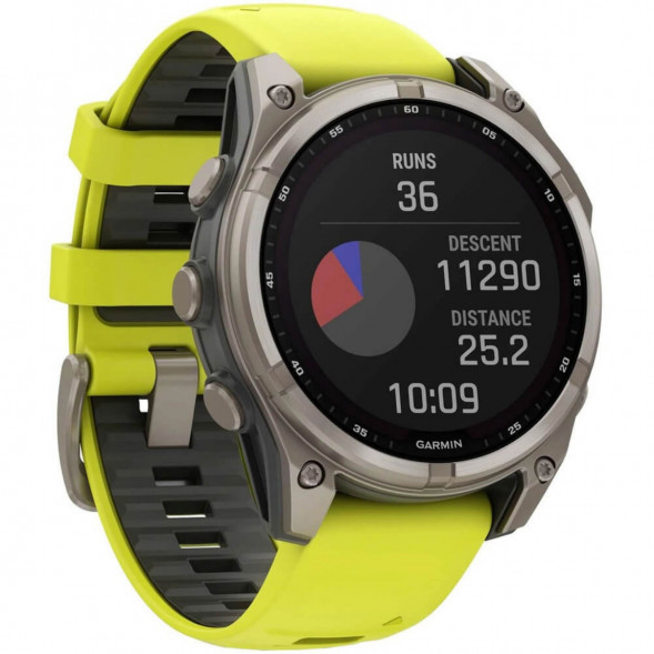Умные часы Garmin Fenix 8, 51 мм, Solar, Sapphire Titanium with AMP Yellow/Graphite Silicone Band 010-02907-20 в Подольске