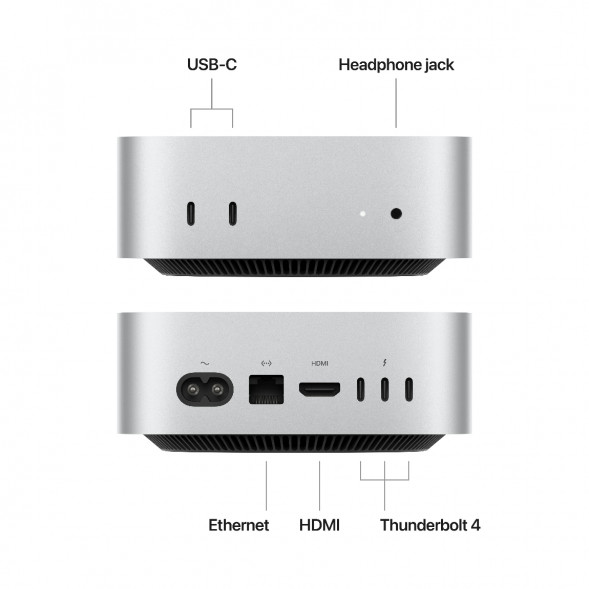 Компьютер Apple Mac mini M4 2024 (MU9E3) (10 Core GPU, 16ГБ, 512ГБ SSD, Apple, macOS), серебристый в Подольске